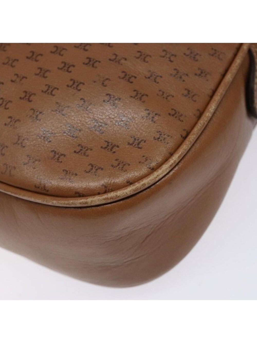 Authentic CELINE Macadam Canvas Shoulder Bag Leather Brown Gold - Picture 7 of 16